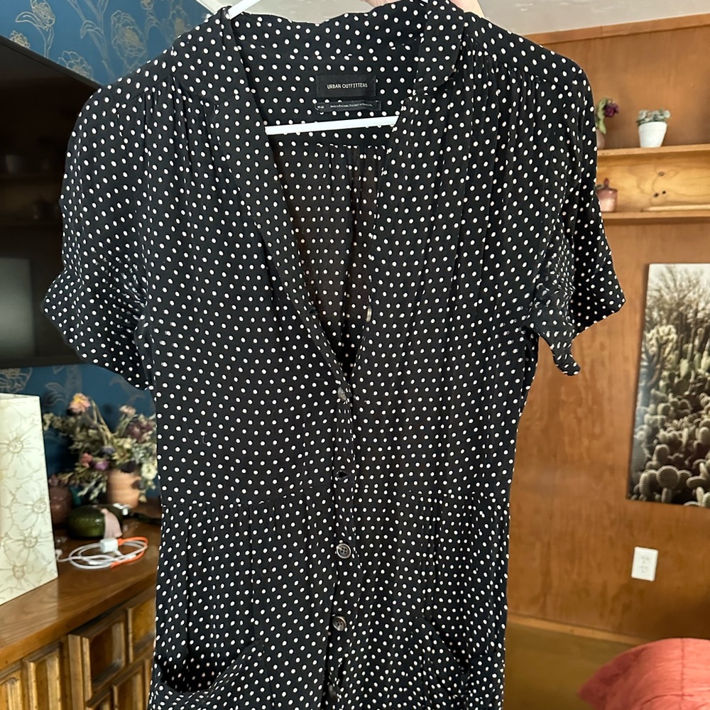 Polka dot collared midi dress urban outfitters